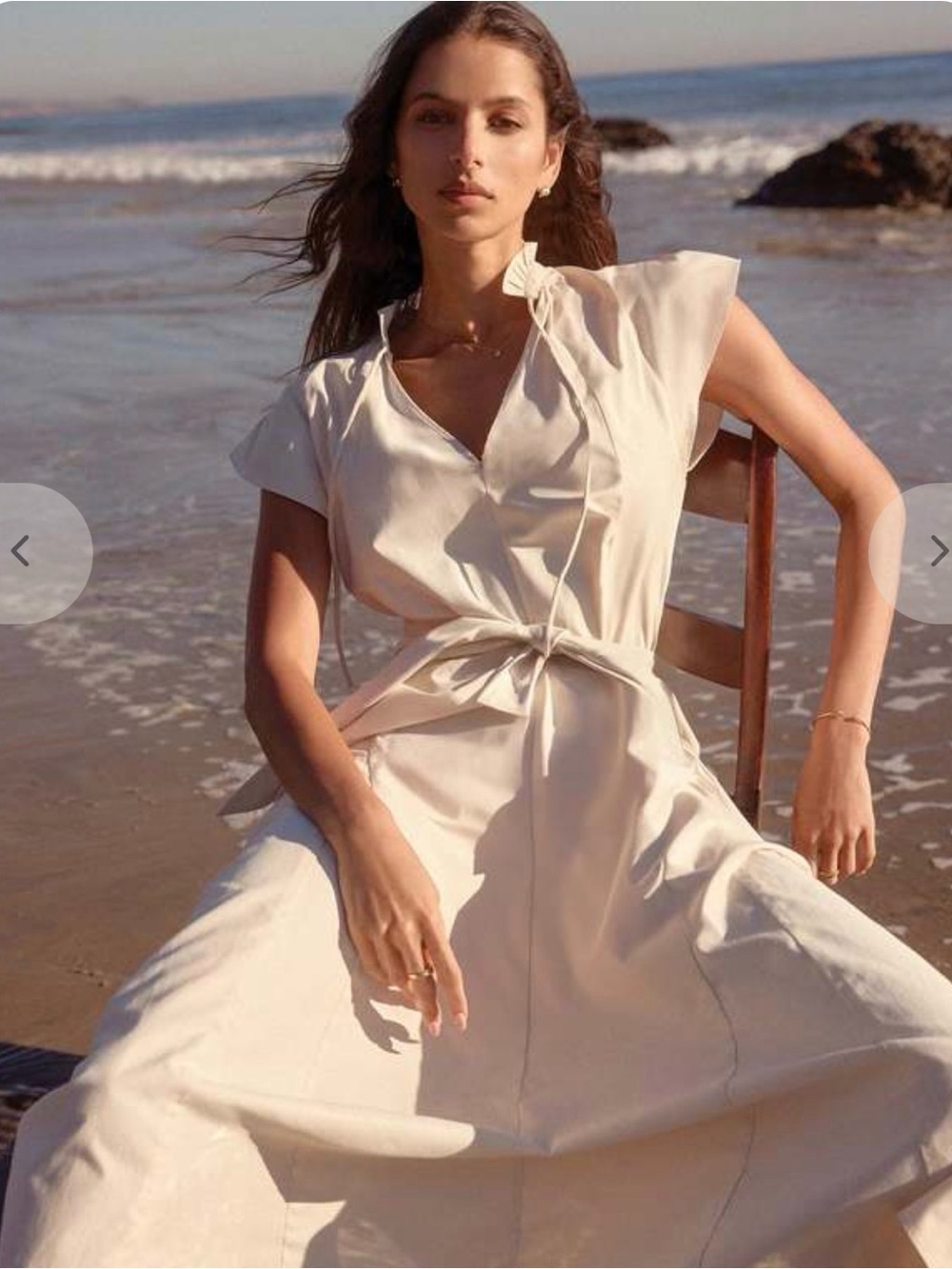 Brochu Walker The Newport Midi Dress in Calico Cream White - Size [L]